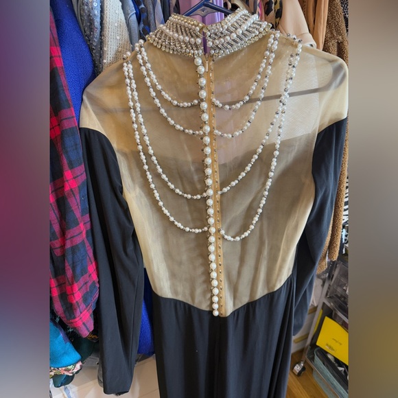 Claudine by Alyce Paris Gown Illusion Embellished Long Sleeve Gown – Size 8 - Picture 4 of 7